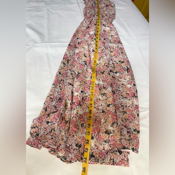 MSK Cream and pink floral elastic waist midi dress size MP - Picture 6 of 16